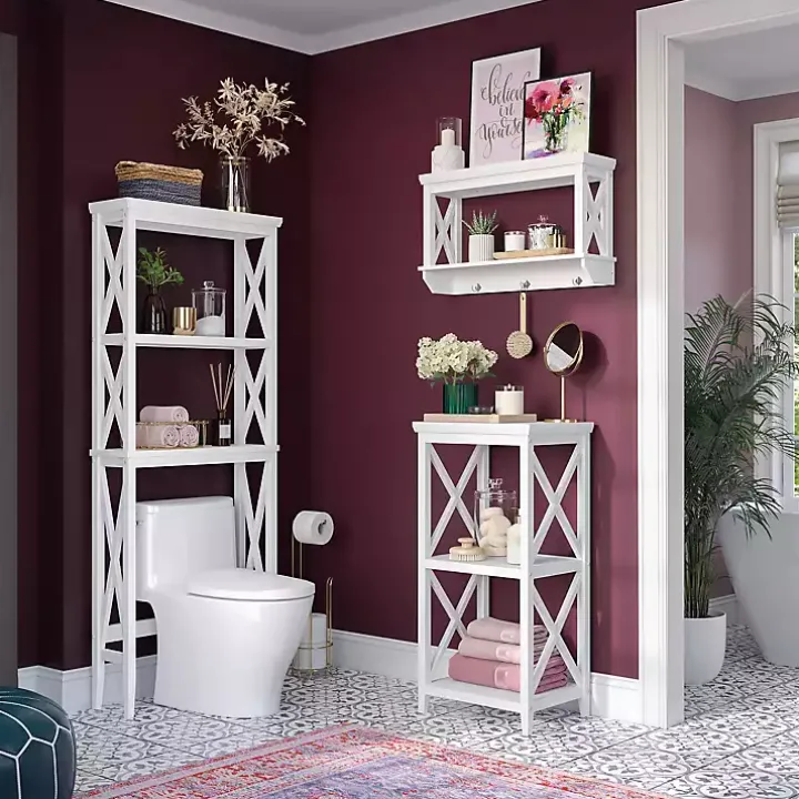 White Wood Over-Toilet 3-Tier Shelf