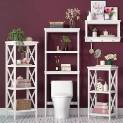 White Wood Over-Toilet 3-Tier Shelf