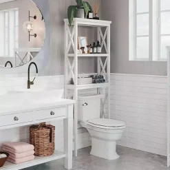 White Wood Over-Toilet 3-Tier Shelf