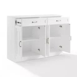 White Wood Panel 4-Door Cabinet