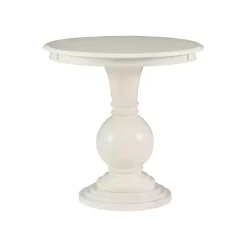 White Wood Round Base Side Table