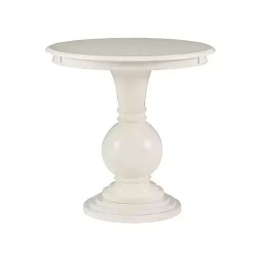 White Wood Round Base Side Table