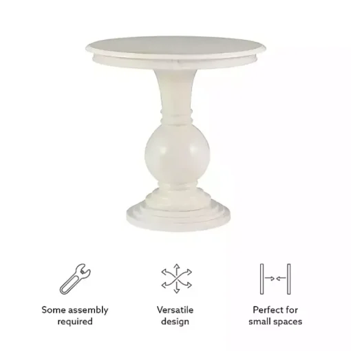 White Wood Round Base Side Table