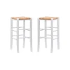 White Wood Seagrass Backless 2-pc. Bar Stool Set