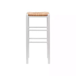 White Wood Seagrass Backless 2-pc. Bar Stool Set