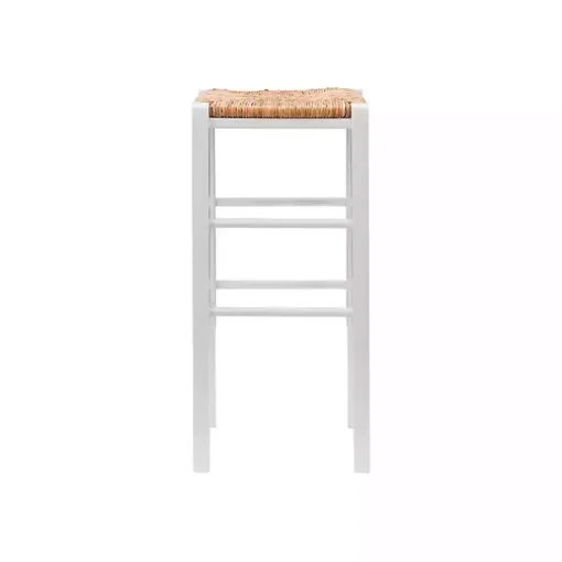 White Wood Seagrass Backless 2-pc. Bar Stool Set