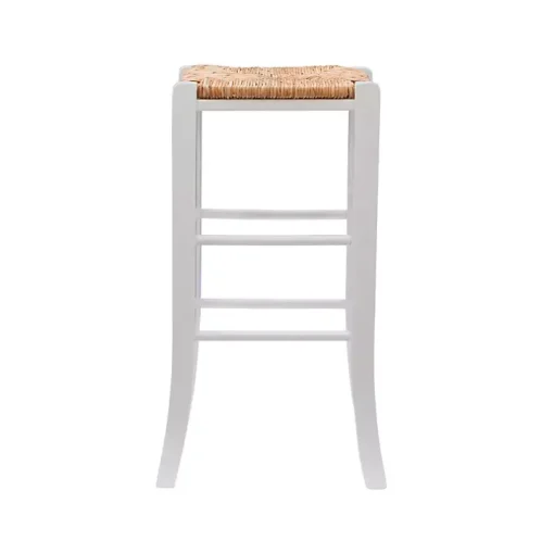 White Wood Seagrass Backless 2-pc. Bar Stool Set