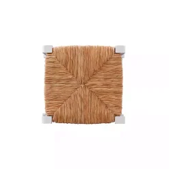 White Wood Seagrass Backless 2-pc. Bar Stool Set