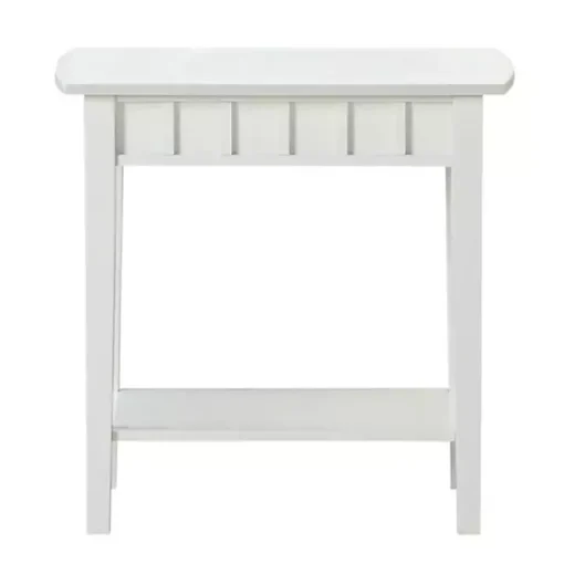 White Wood Slat Accent Table