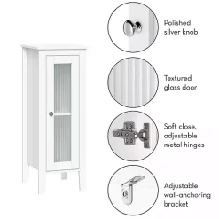 White Wood Slim Single Glass Door Floor Cabinet