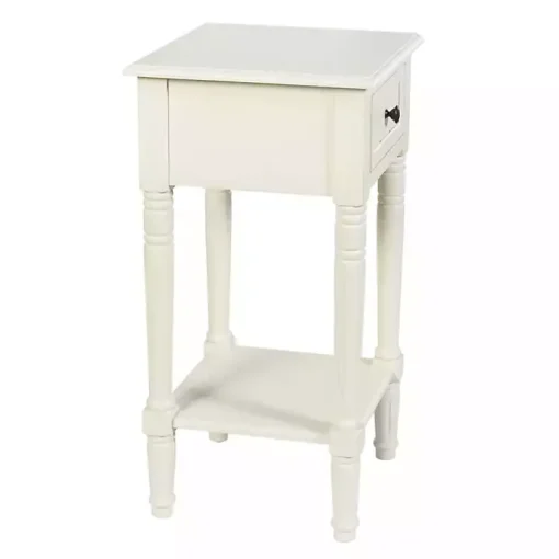 White Wood Square Hampton Accent Table