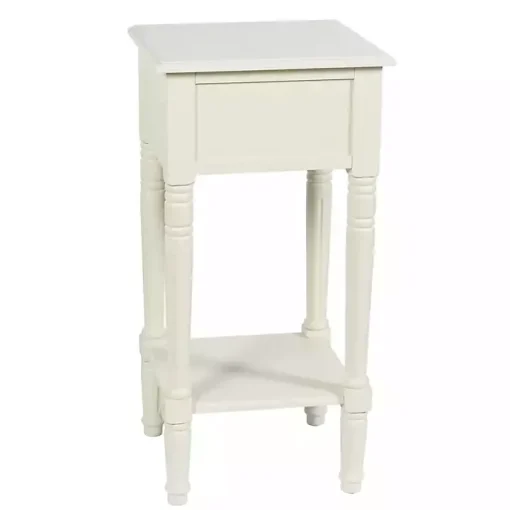 White Wood Square Hampton Accent Table