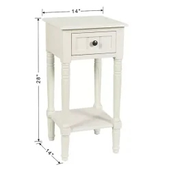 White Wood Square Hampton Accent Table