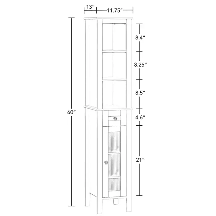 White Wood Tall Single Pane Glass Door Cabinet