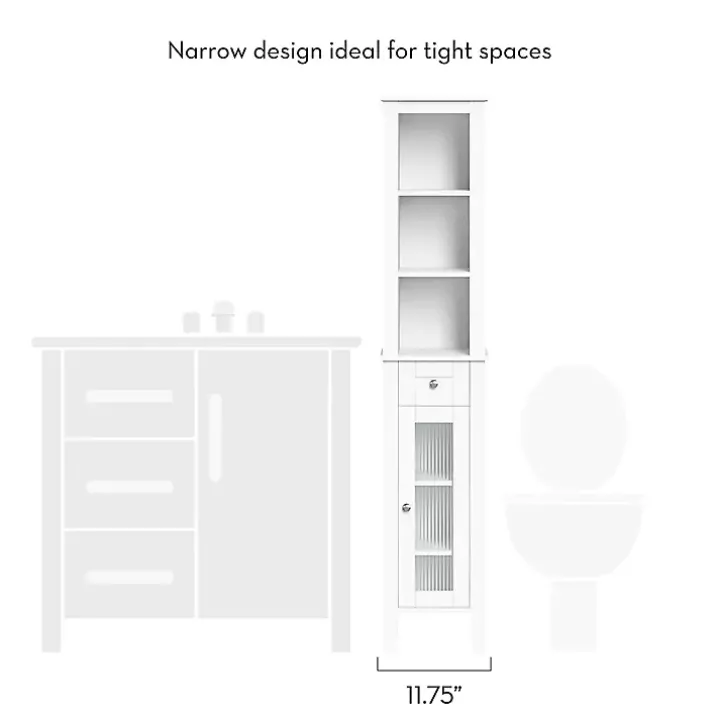 White Wood Tall Single Pane Glass Door Cabinet
