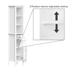 White Wood Tall Single Pane Glass Door Cabinet