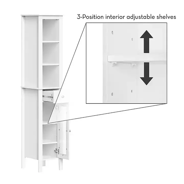 White Wood Tall Single Pane Glass Door Cabinet