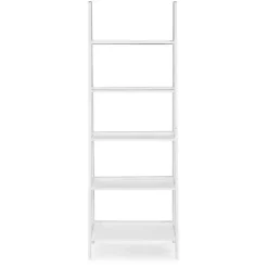 White Wood 5-Tier Ladder Bookshelf