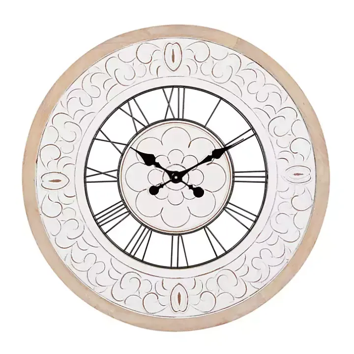 White Wood Vintage Farmhouse Clock