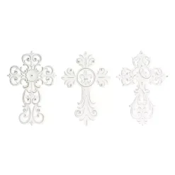 White Wood Wall Cross Wall Plaques, Set of 3