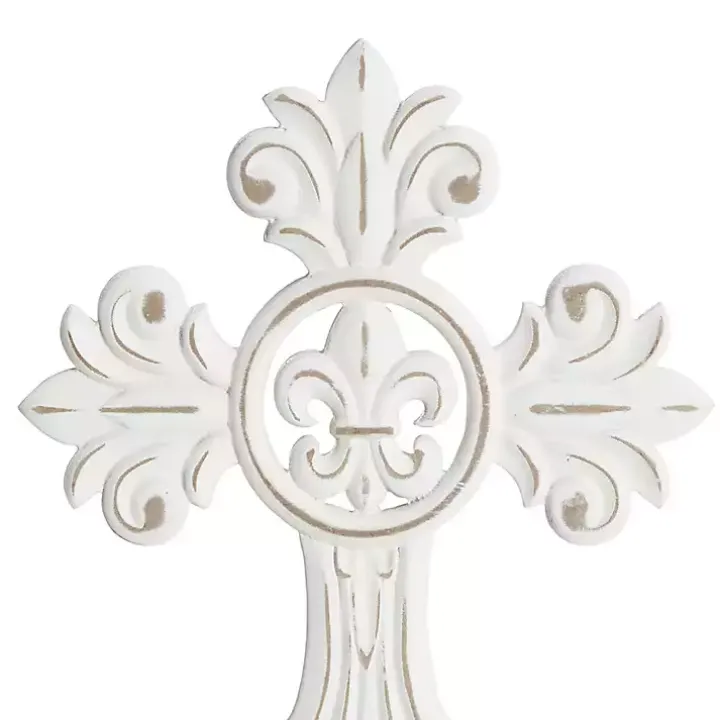 White Wood Wall Cross Wall Plaques, Set of 3