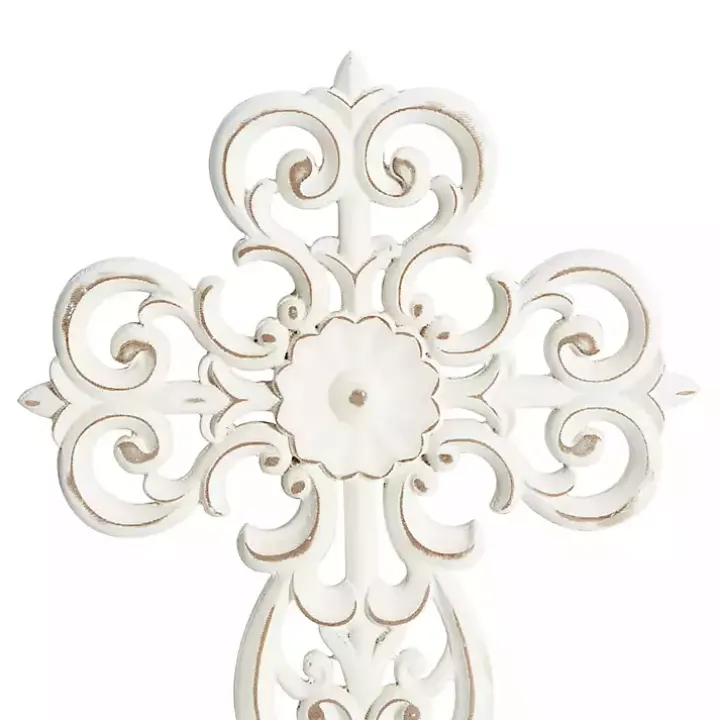 White Wood Wall Cross Wall Plaques, Set of 3