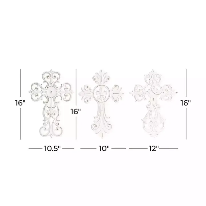 White Wood Wall Cross Wall Plaques, Set of 3