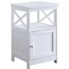 White Wood X Sides Storage Accent Table
