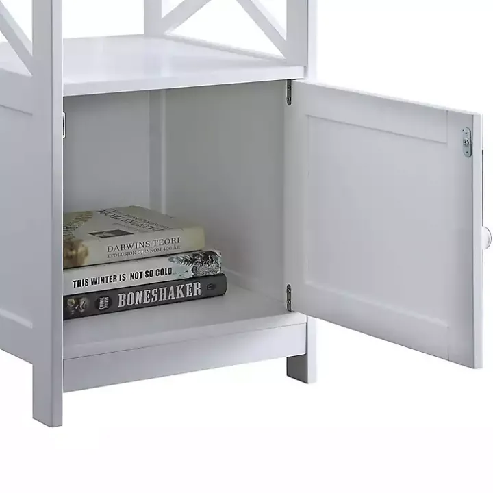 White Wood X Sides Storage Accent Table