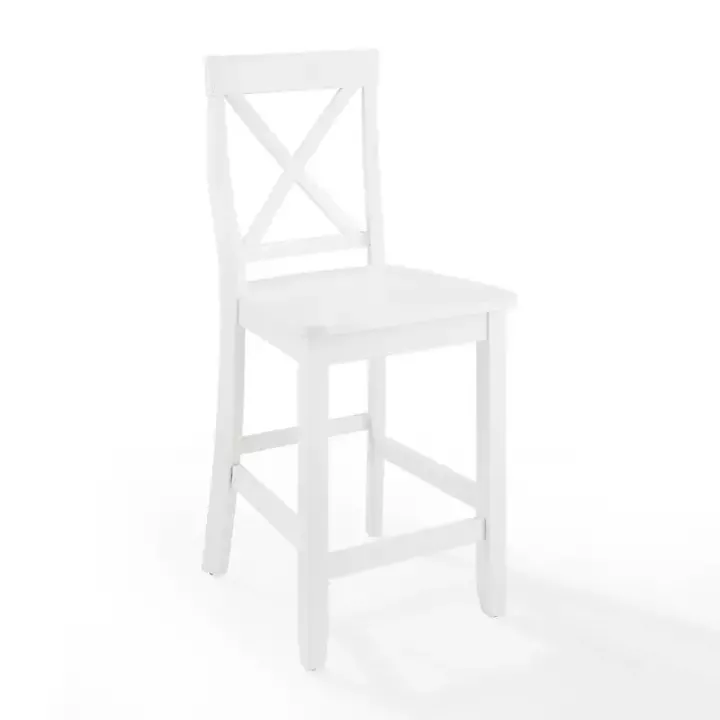 White X-Back Farmhouse Counter Stools, Set of 2
