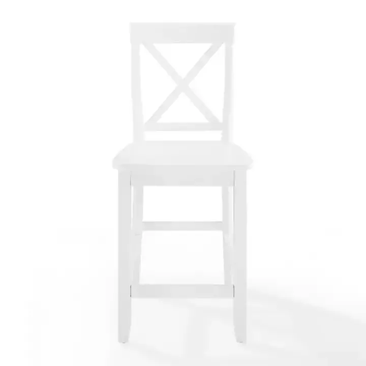White X-Back Farmhouse Counter Stools, Set of 2
