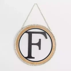 Whitewash Bead Trim Monogram F Plaque