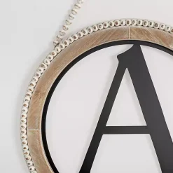 Whitewash Bead Trim Monogram A Plaque
