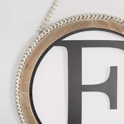 Whitewash Bead Trim Monogram F Plaque