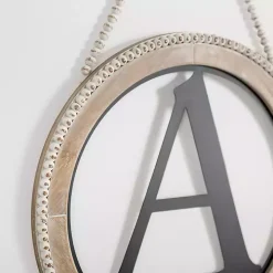 Whitewash Bead Trim Monogram A Plaque