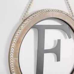 Whitewash Bead Trim Monogram F Plaque