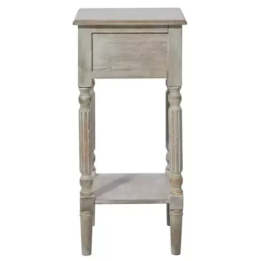 Whitewash Distressed Wood Accent Table