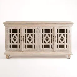 Whitewashed Carri Glass Door Cabinet