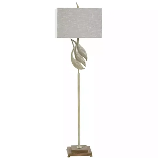 Whitewashed Carved Egrets Floor Lamp