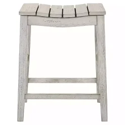 Whitewashed Saddle Seat Counter Stools, Set of 2