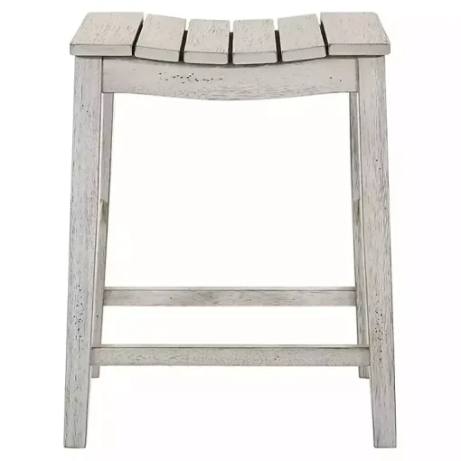 Whitewashed Saddle Seat Counter Stools, Set of 2