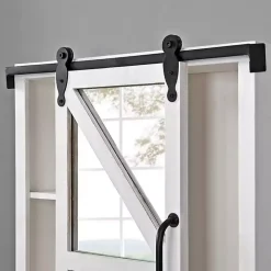 Whitewashed Sliding Barn Door Wall Cabinet