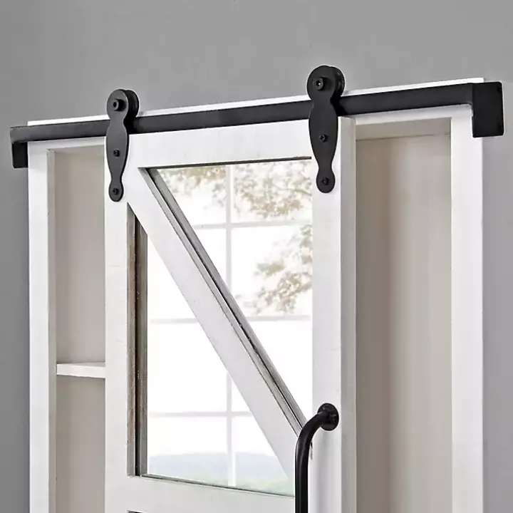 Whitewashed Sliding Barn Door Wall Cabinet