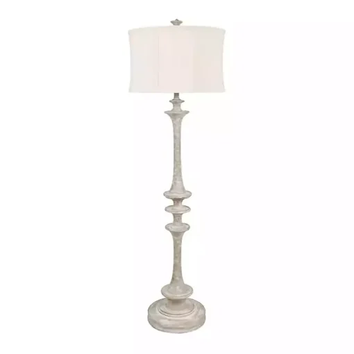 Whitewashed Spindle Floor Lamp