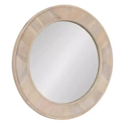 Whitewashed Woodgrain Round Wall Mirror