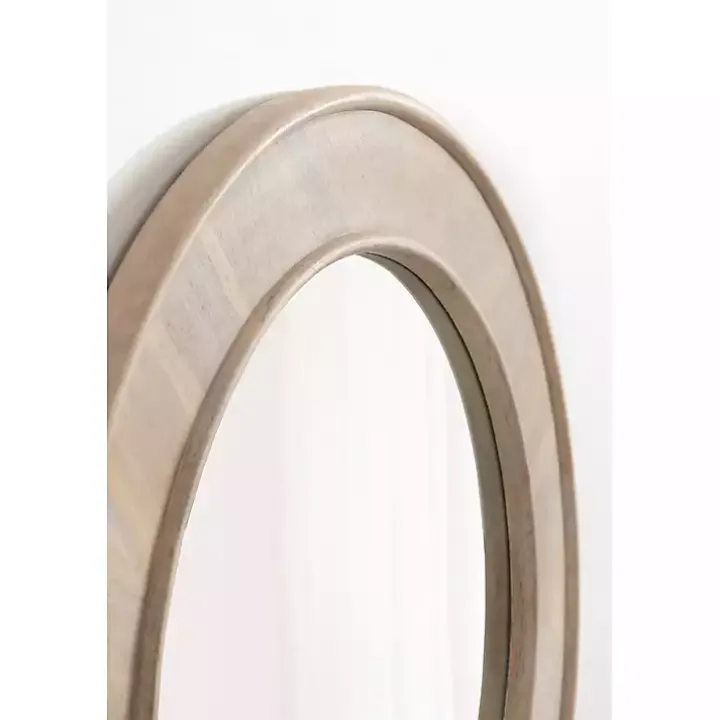 Whitewashed Woodgrain Round Wall Mirror