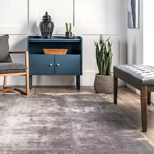 Whitlow Charcoal Shag Washable Area Rug, 8x10