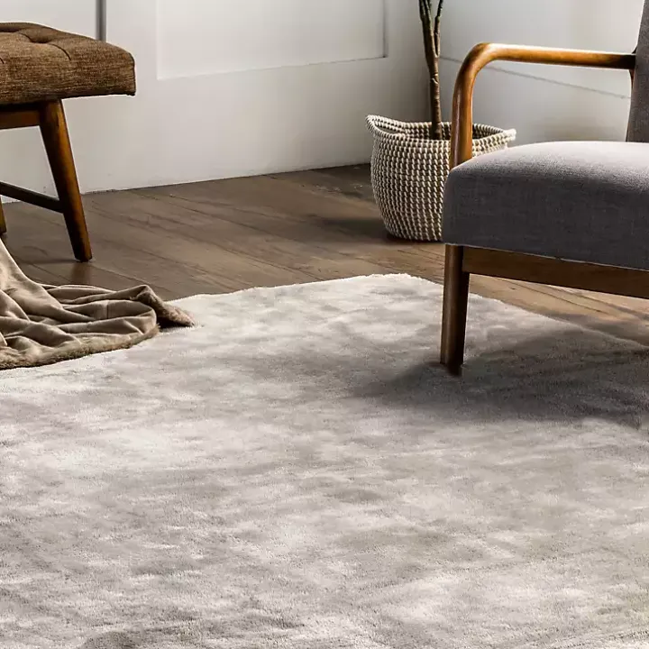 Whitlow Gray Shag Washable Area Rug, 5x8
