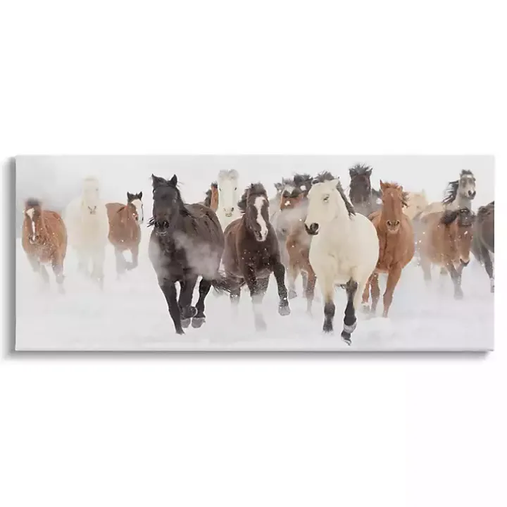 Wild Winter Horses Canvas Art Print, 40x17 in.