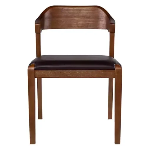 Wood and Faux Leather Dining Chair